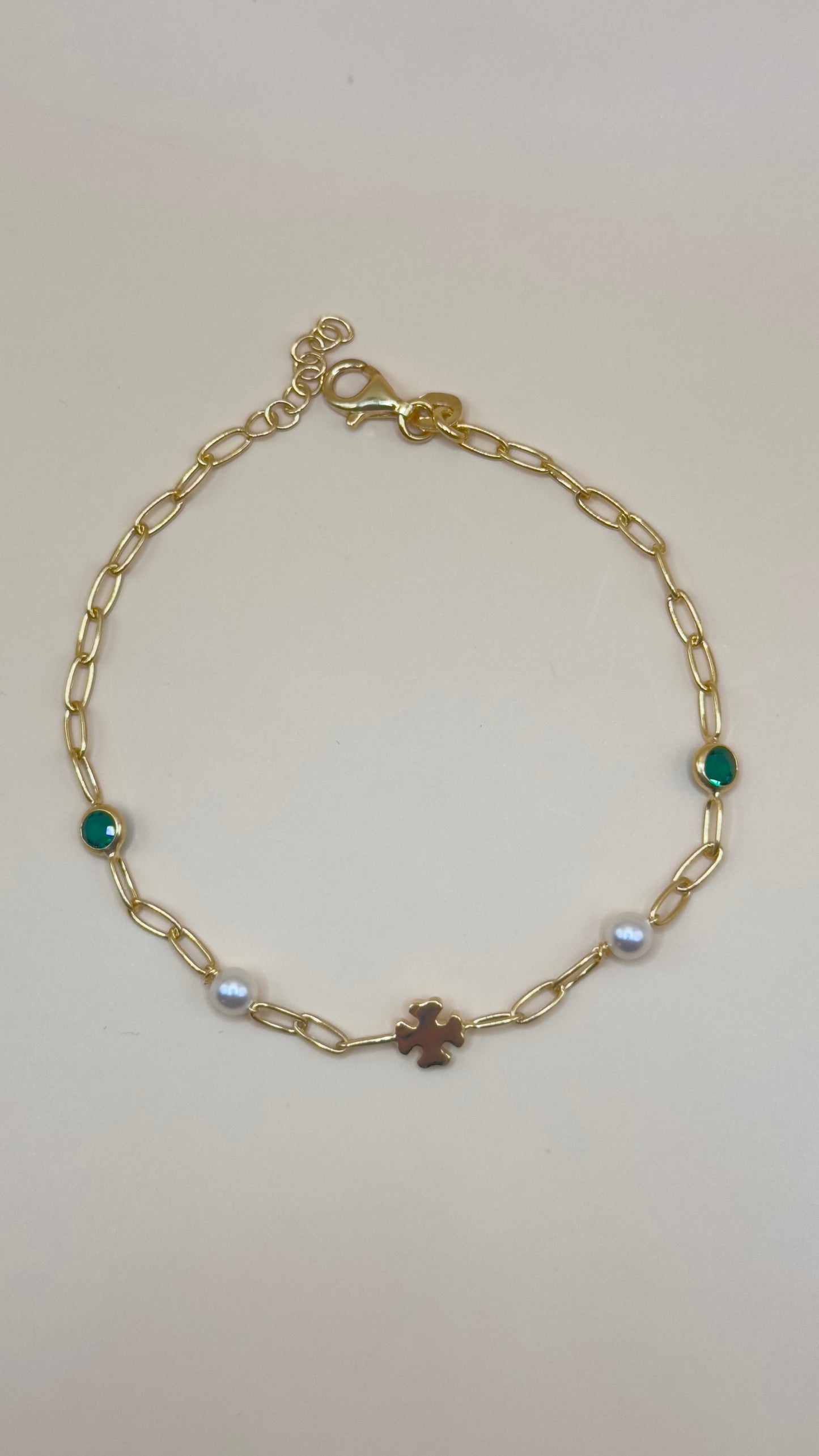 “Ostuni” – 925 Gold Silber | Perle & Smaragd