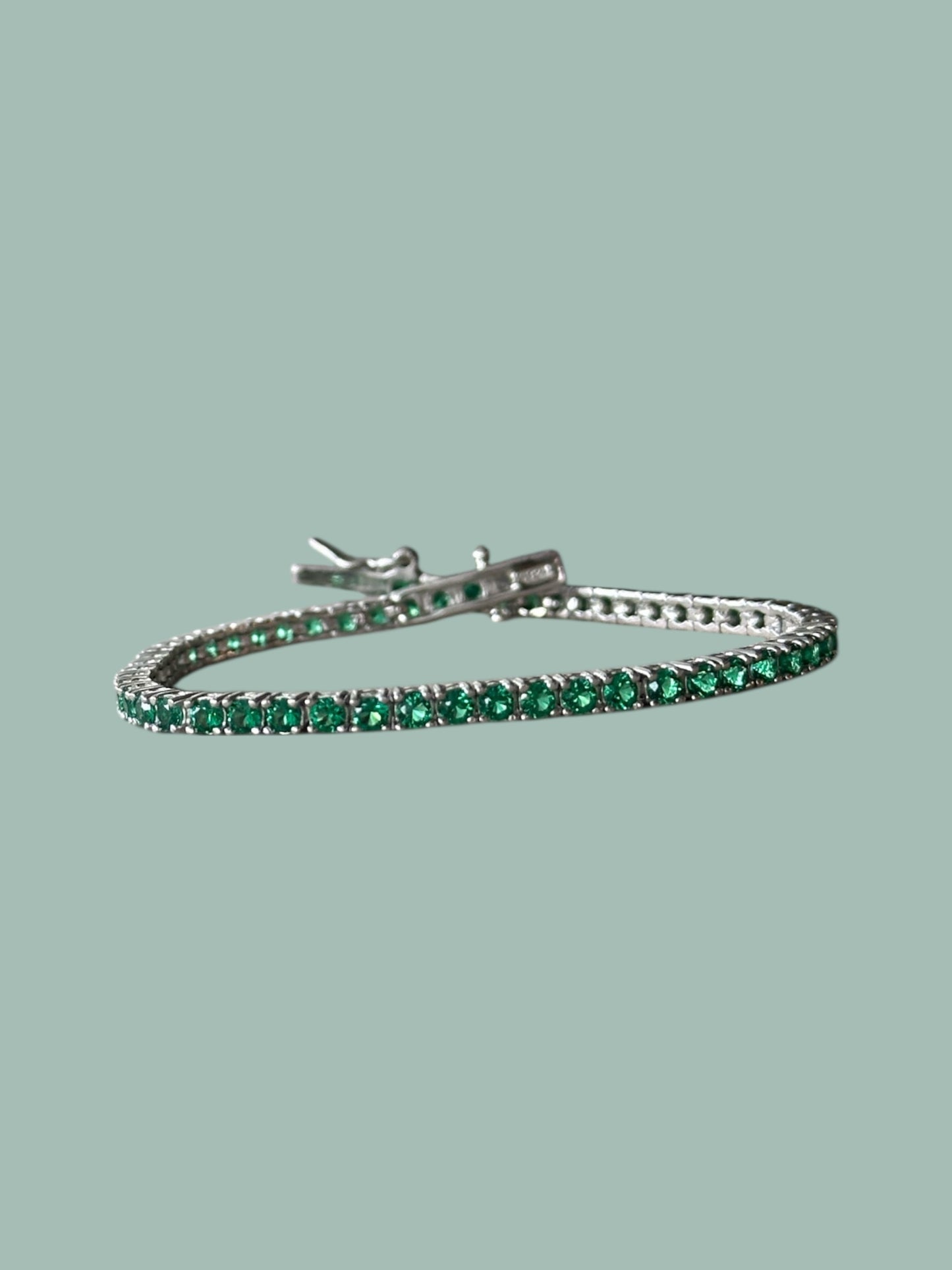 “Portofino” – 925er Silber, Tennisarmband mit Smaragdauszug