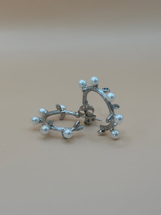 "RAMOSA" Offener Kreis aus 925 Sterling Silber mit Perlen