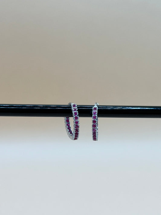 "ROSALIA" Creolen aus 925 Sterlingsilber mit rosa Zirkonen