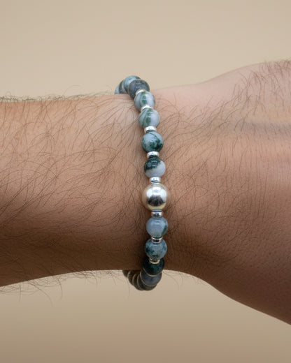 “Lugano” – Swiss Edition | Tree agate &amp; 925 silver bracelet