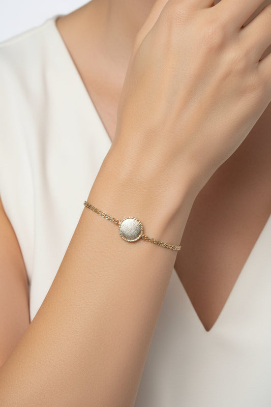 "Orvieto" Gold-Plated 925 Sterling Silver with Textured Disc