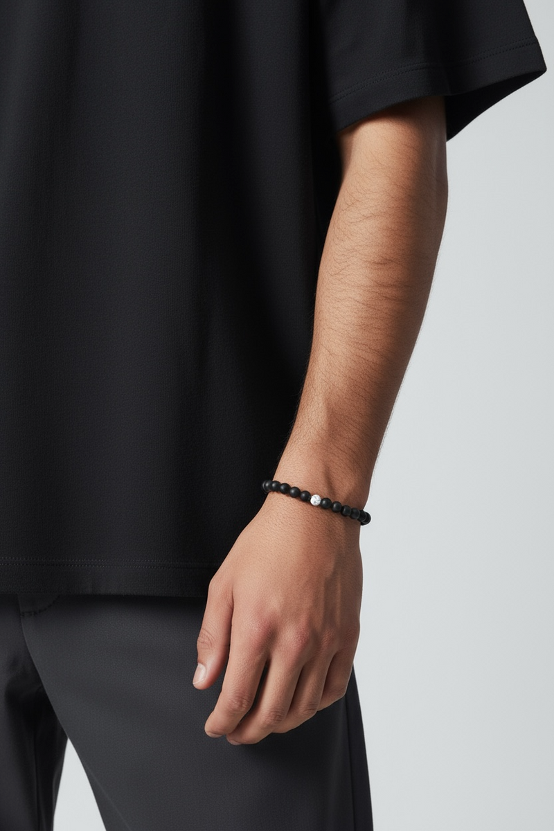 Stromboli – Achat-Howlith-Perlenarmband