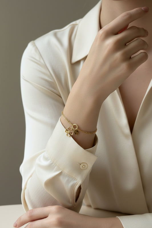 "Mantova" 925 gold-plated silver with double clover