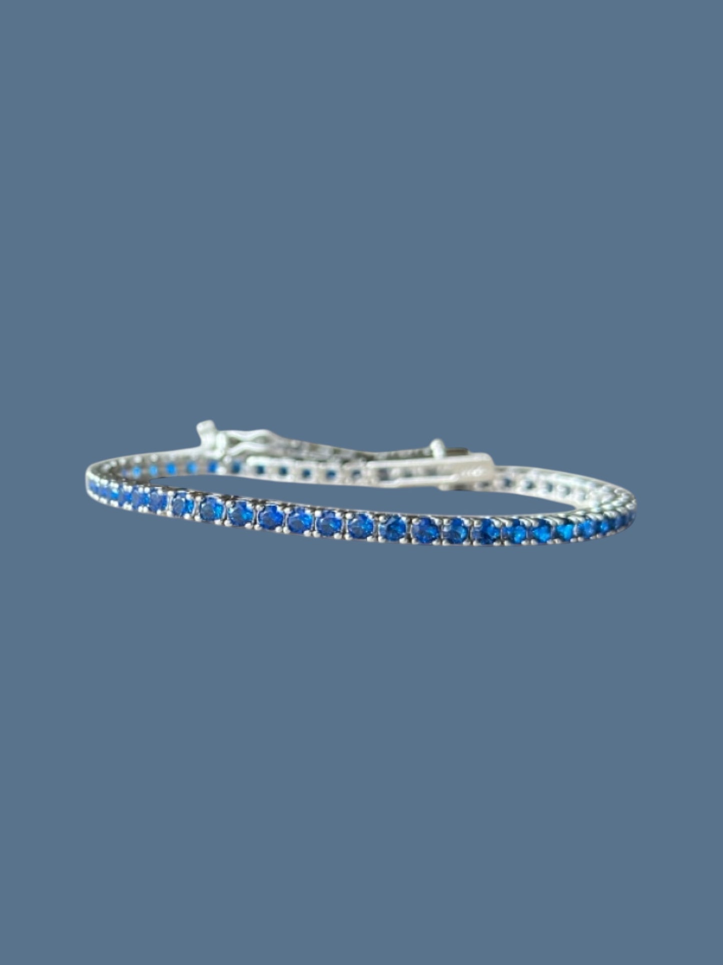 “Capri” – Bracciale Tennis in argento Sterling 925 con estratto di Zircone blu