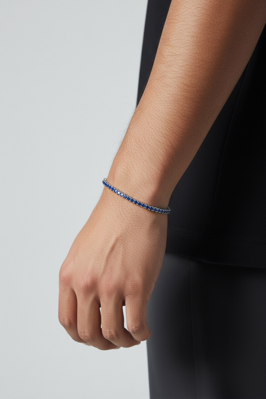 “Capri” – Bracciale Tennis in argento Sterling 925 con estratto di Zircone blu