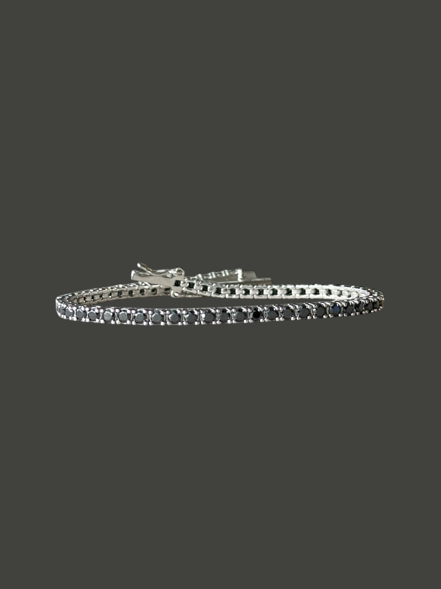 “Ravenna” – 925er Silber, Tennisarmband mit Schwarzem Onyxauszug