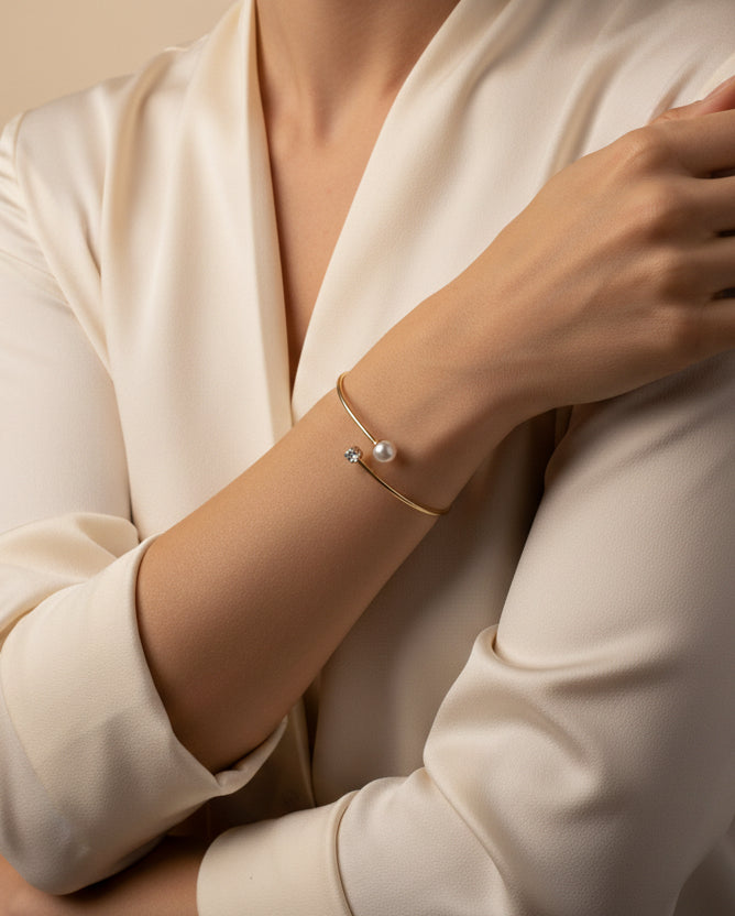 “Lucca” – Bracciale in argento 925 con perla e Zirconi cubici