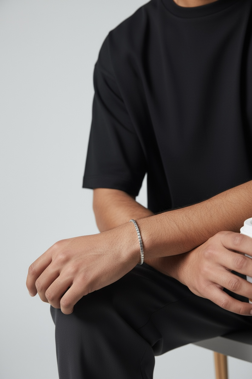 „Bergamo“ – Armband aus 925er Sterlingsilber mit rechteckiger Gliederkette