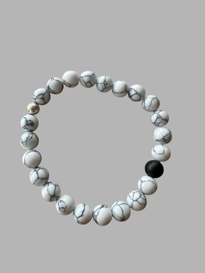 “Dolomiti” - Bracciale in Howlite, Onice e Argento 925