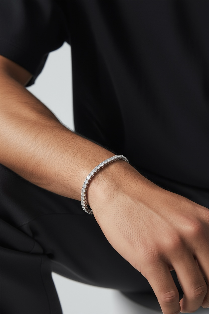 “Amalfi” – 925er Silber, Tennisarmband mit Weißem Zirkonauszug