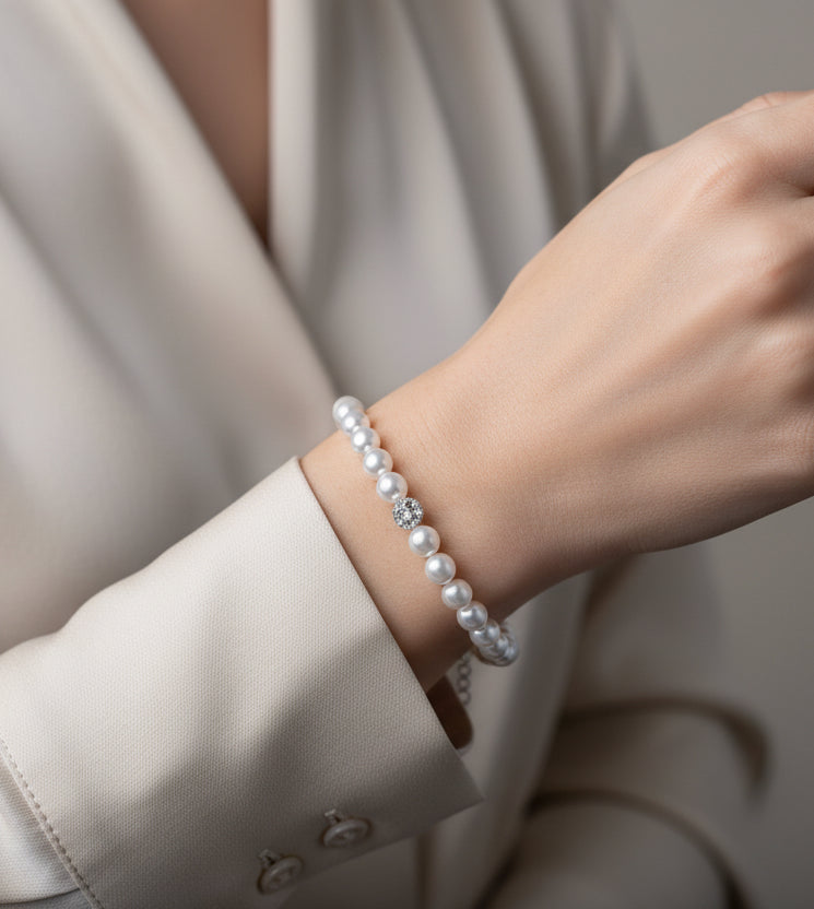 “Perugia” – Armband aus 925er Silber mit Perlen & Zirkonia