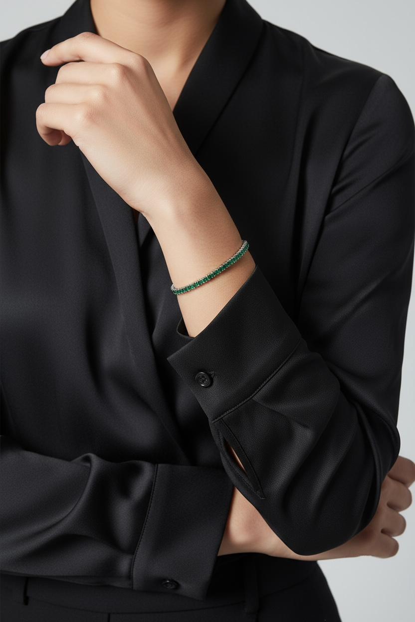 “Portofino” – Bracciale Tennis in argento 925 con accenti di Smeraldo
