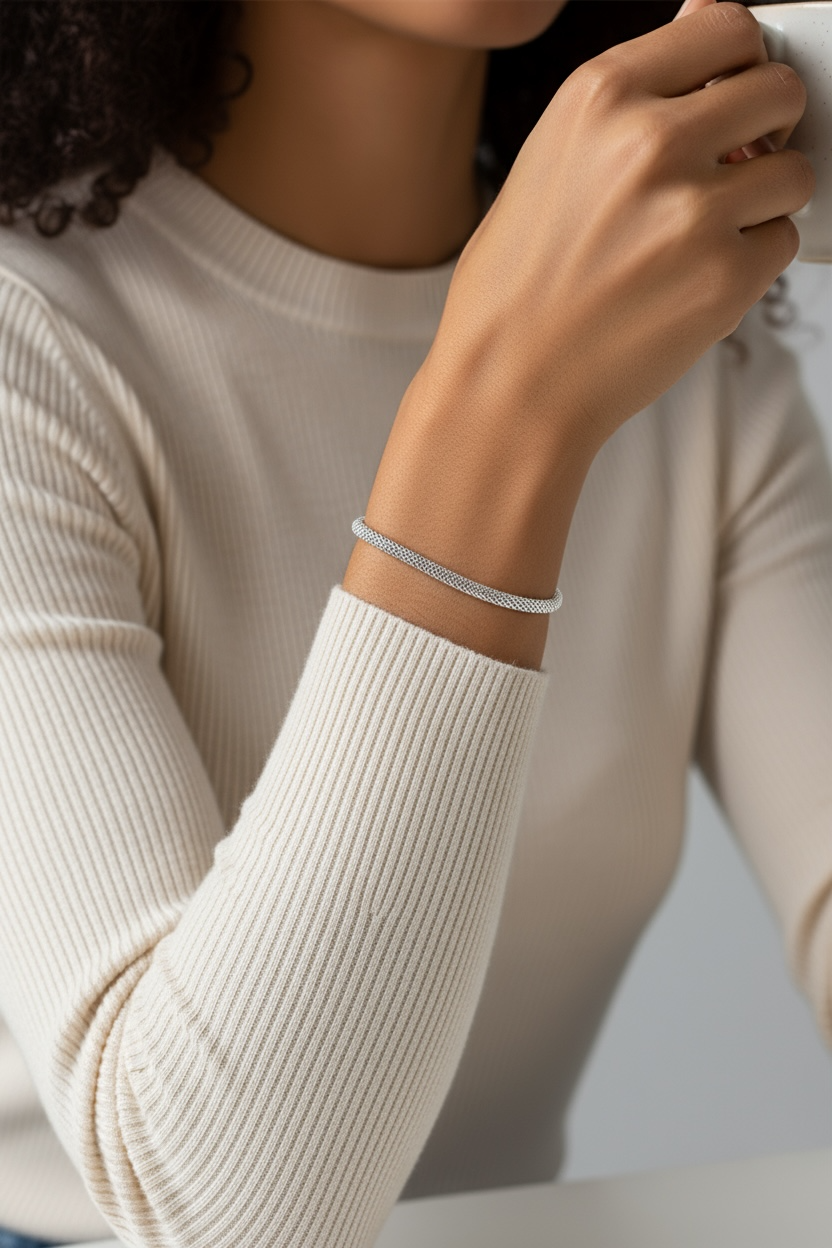 "Torino“ – Armband aus 925er Sterlingsilber mit Mesh-Struktur