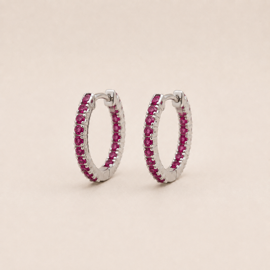 Rosalia – Creolen mit rosa Zirkonia