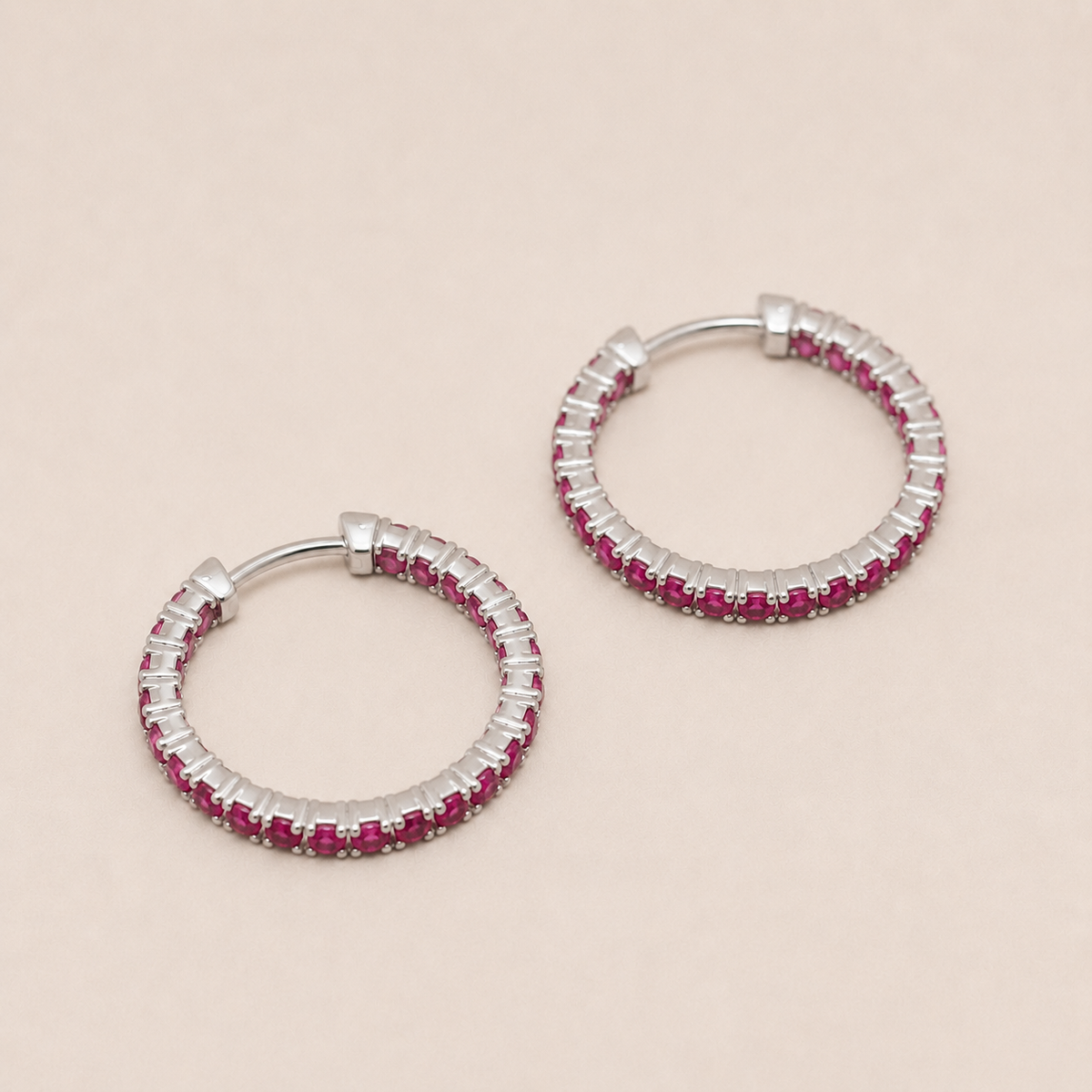 Rosalia – Creolen mit rosa Zirkonia
