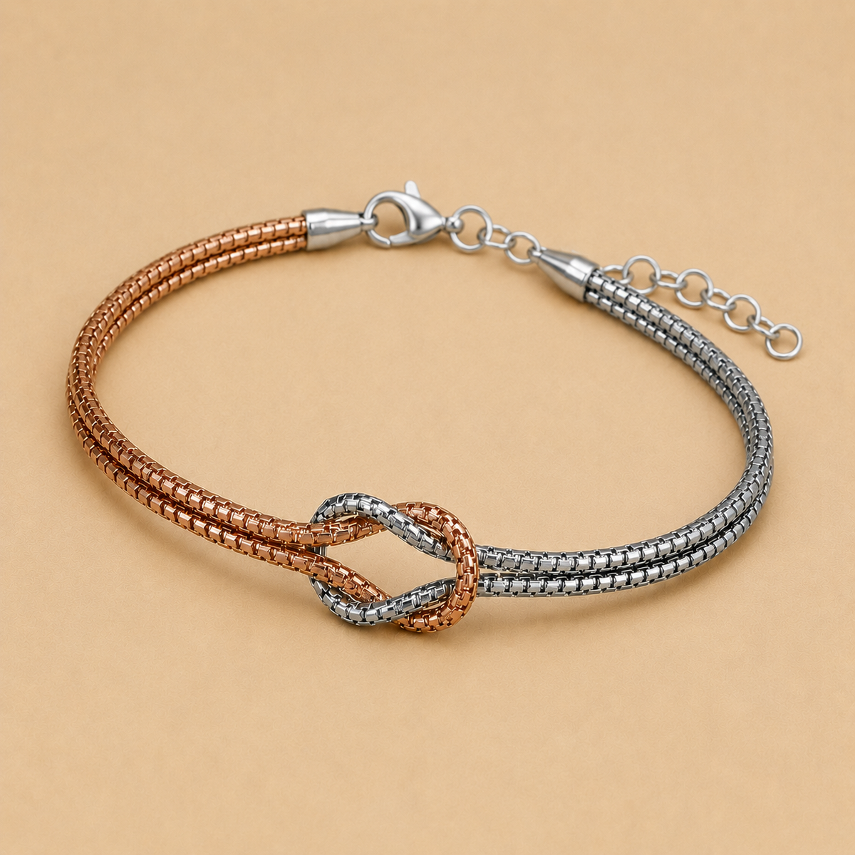 Pisa – Poliertes Bicolor-Armband in Silber und Rosé