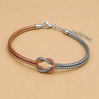 Pisa – Poliertes Bicolor-Armband in Silber und Rosé