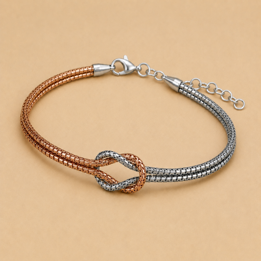 Pisa – Poliertes Bicolor-Armband in Silber und Rosé