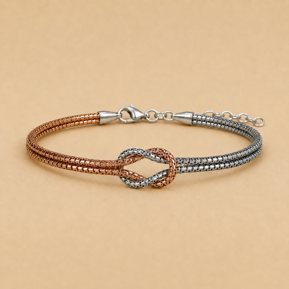 Pisa – Poliertes Bicolor-Armband in Silber und Rosé