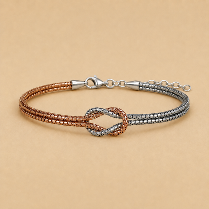 Pisa – Poliertes Bicolor-Armband in Silber und Rosé