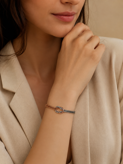 Pisa – Poliertes Bicolor-Armband in Silber und Rosé