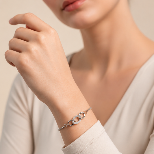 Bologna – Halbstarres Armband aus 925 Silber mit Zirkonia