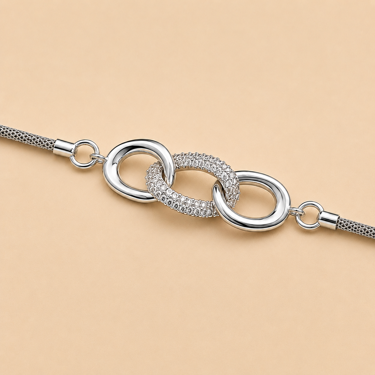 Bologna – Halbstarres Armband aus 925 Silber mit Zirkonia