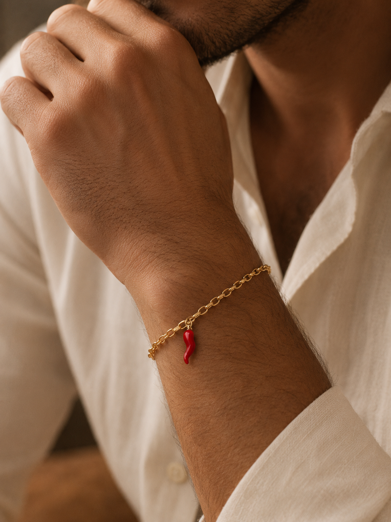 Cosenza – Gliederarmband mit rotem Peperoncino