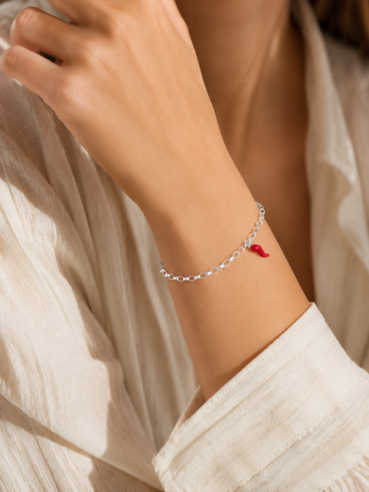 Scilla – Gliederarmband mit rotem Corno