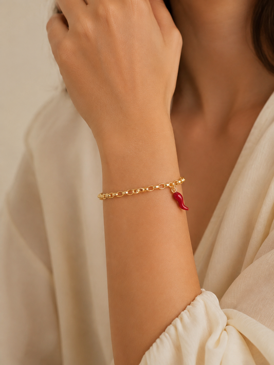 Cosenza – Gliederarmband mit rotem Peperoncino