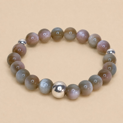 Ascona – Perlenarmband in Grün, Grau und Rosé