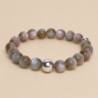 Ascona – Perlenarmband in Grün, Grau und Rosé