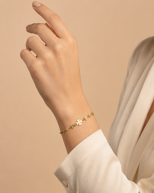Taormina – Vergoldetes Armband mit Kleeblatt