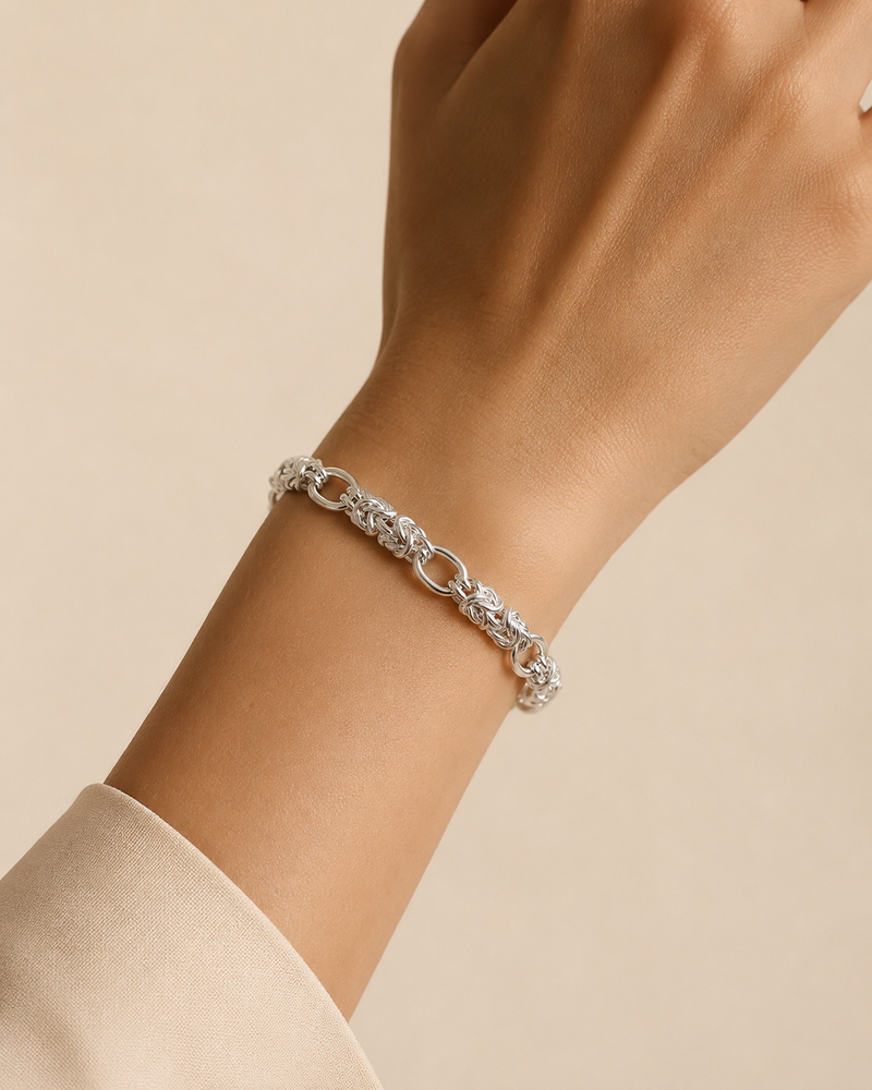 Firenze – Hochglanzpoliertes Silberarmband mit feiner Flechtstruktur
