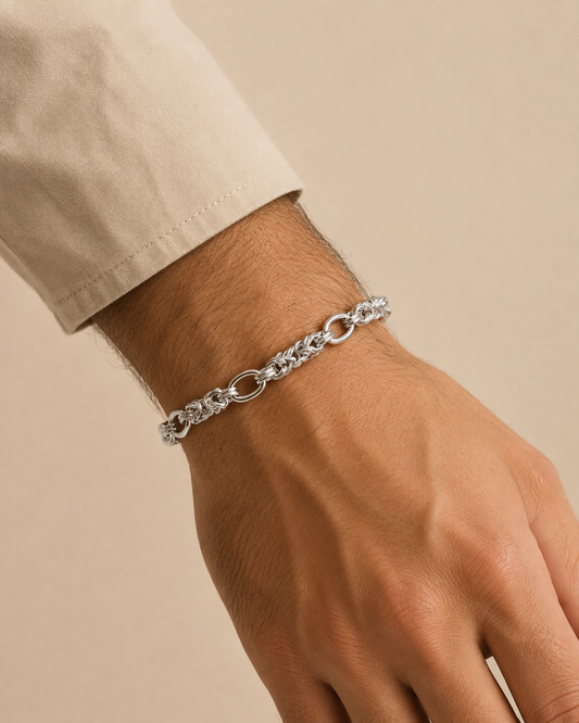 Firenze – Hochglanzpoliertes Silberarmband mit feiner Flechtstruktur