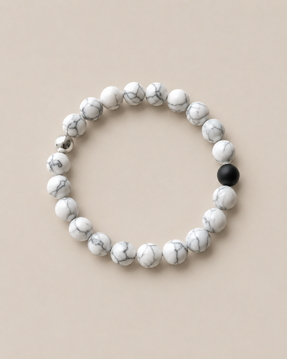 Dolomiti – Howlith- und Achat-Perlenarmband