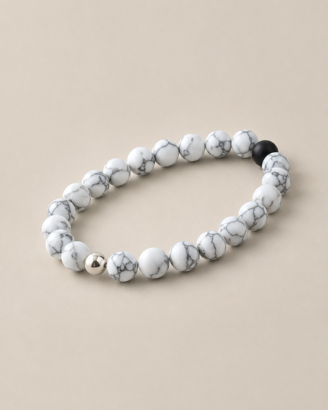Dolomiti – Howlith- und Achat-Perlenarmband