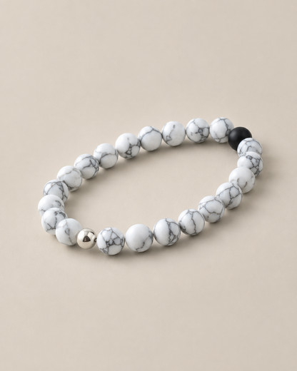 Dolomiti – Howlith- und Achat-Perlenarmband