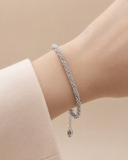 Brera – Gedrehtes Silberarmband aus Mikroperlen