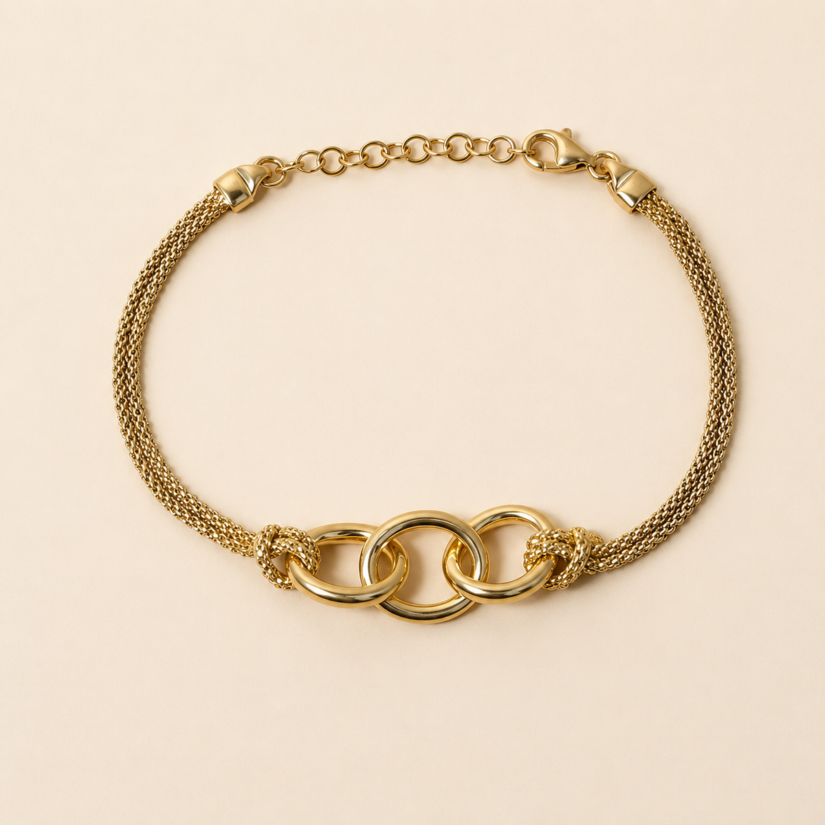 Ferrara – Vergoldetes Armband mit verschlungenen Ringen