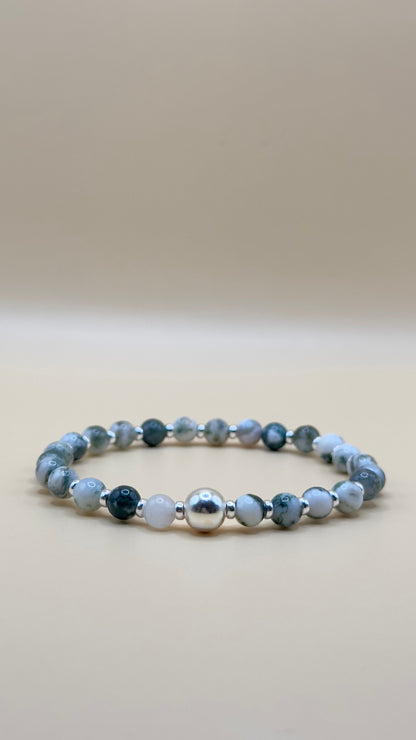 “Lugano” – Swiss Edition | Tree agate &amp; 925 silver bracelet