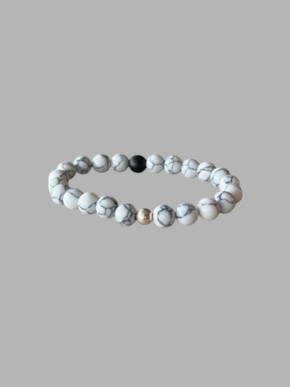 “Dolomiti” - Bracciale in Howlite, Onice e Argento 925
