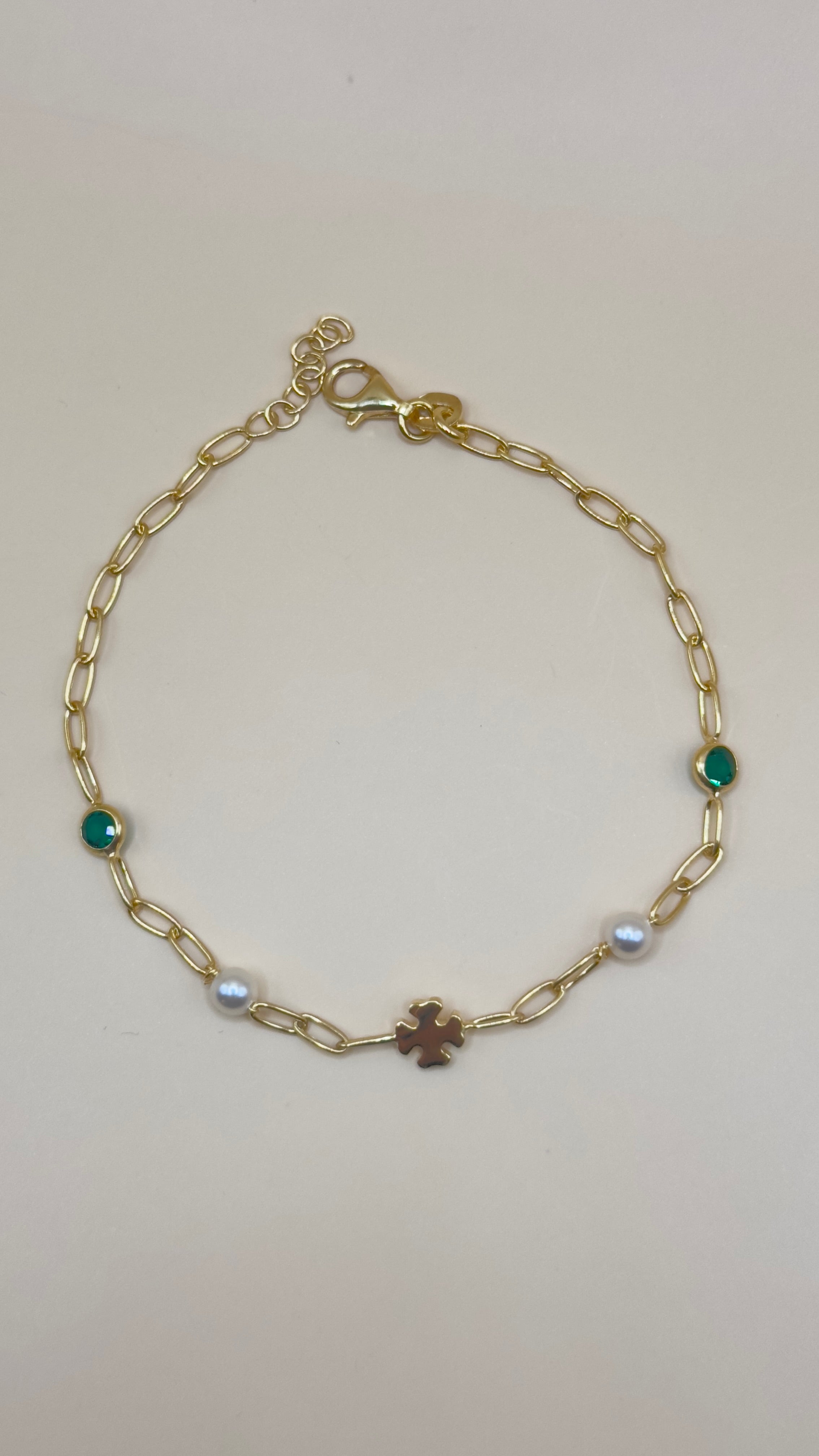 “Ostuni” – 925 Gold Silber | Perle & Smaragd