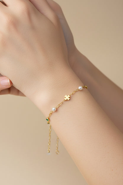 “Ostuni” – 925 Gold Silber | Perle & Smaragd