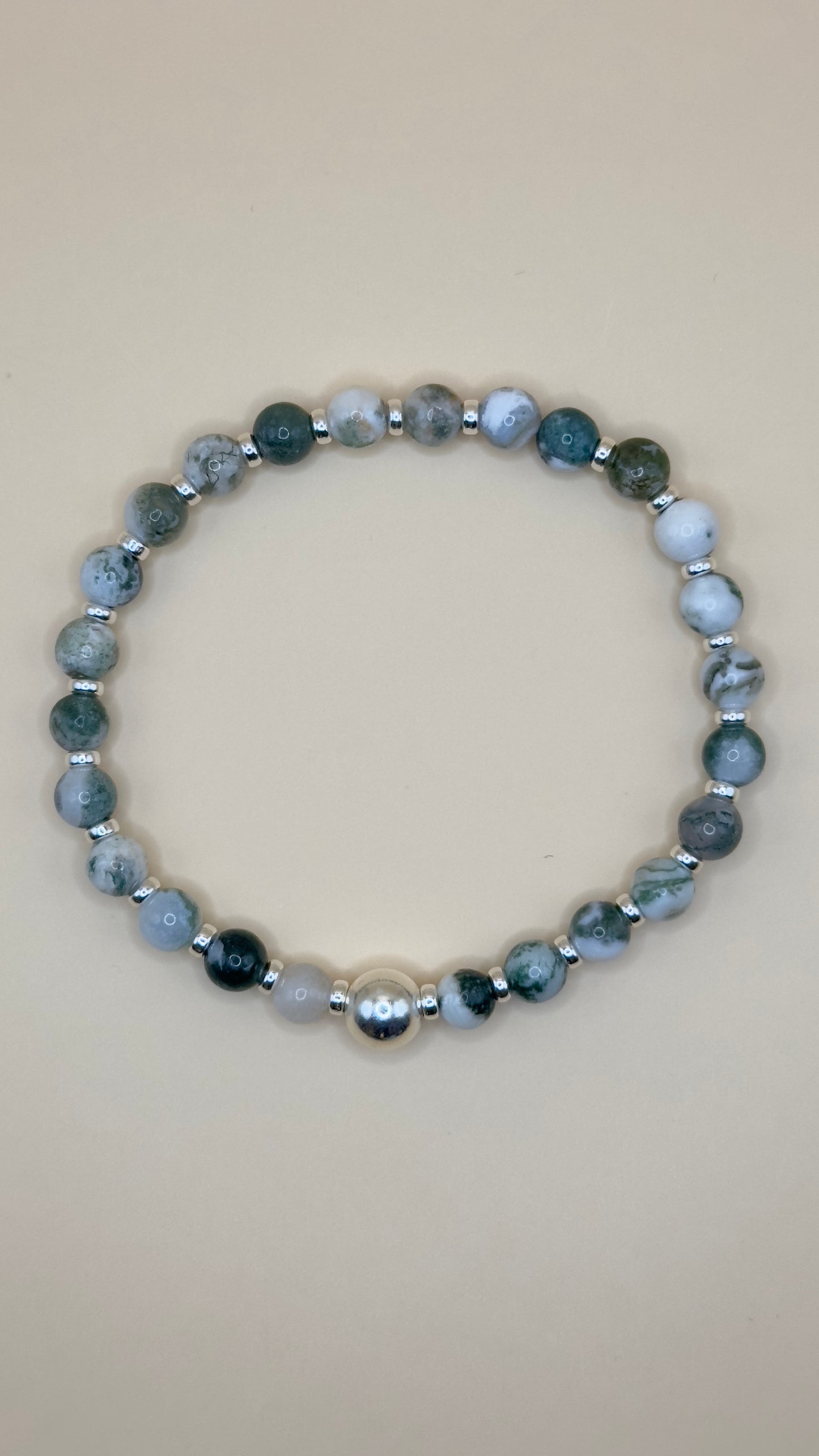 “Lugano” – Swiss Edition | Tree agate &amp; 925 silver bracelet