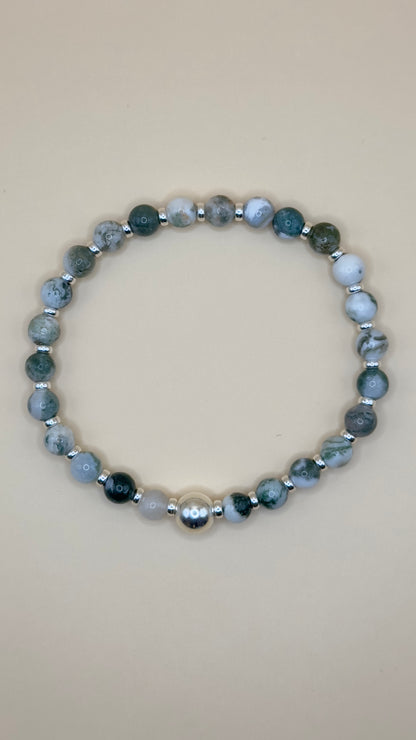 “Lugano” – Swiss Edition | Tree agate &amp; 925 silver bracelet