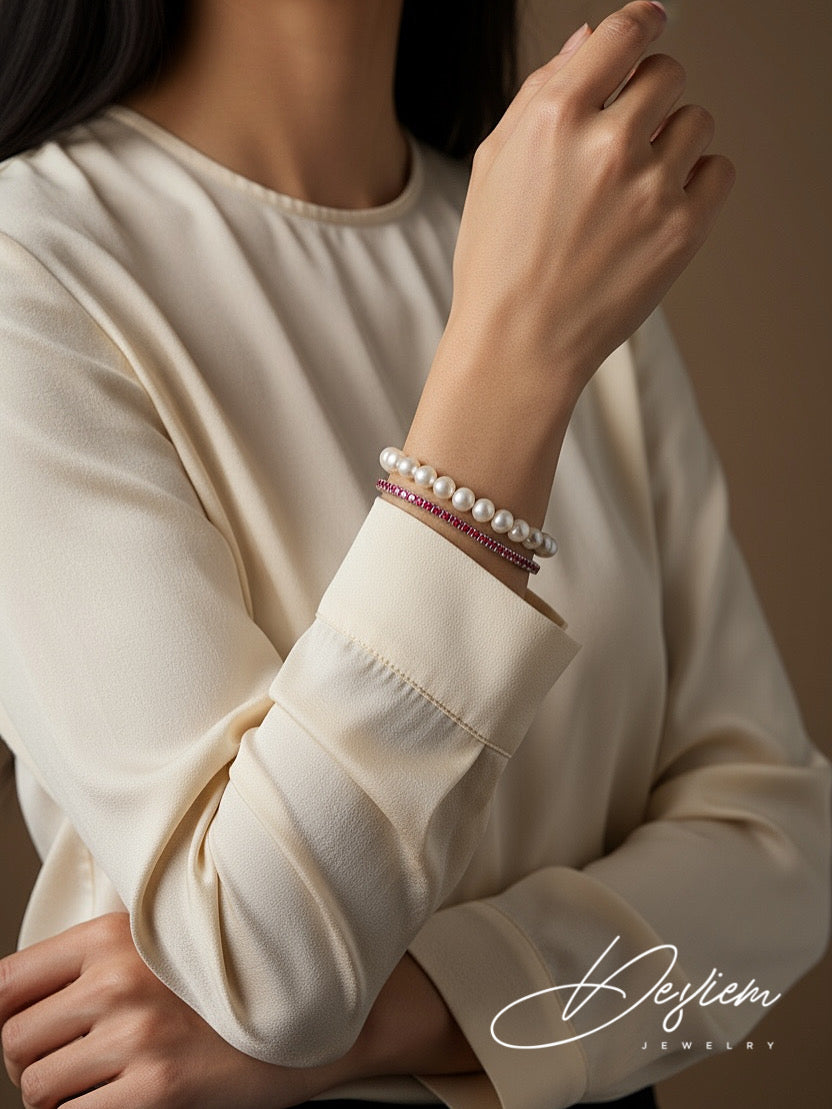 „Venezia“ – Armband aus 925er Sterlingsilber mit Perlen