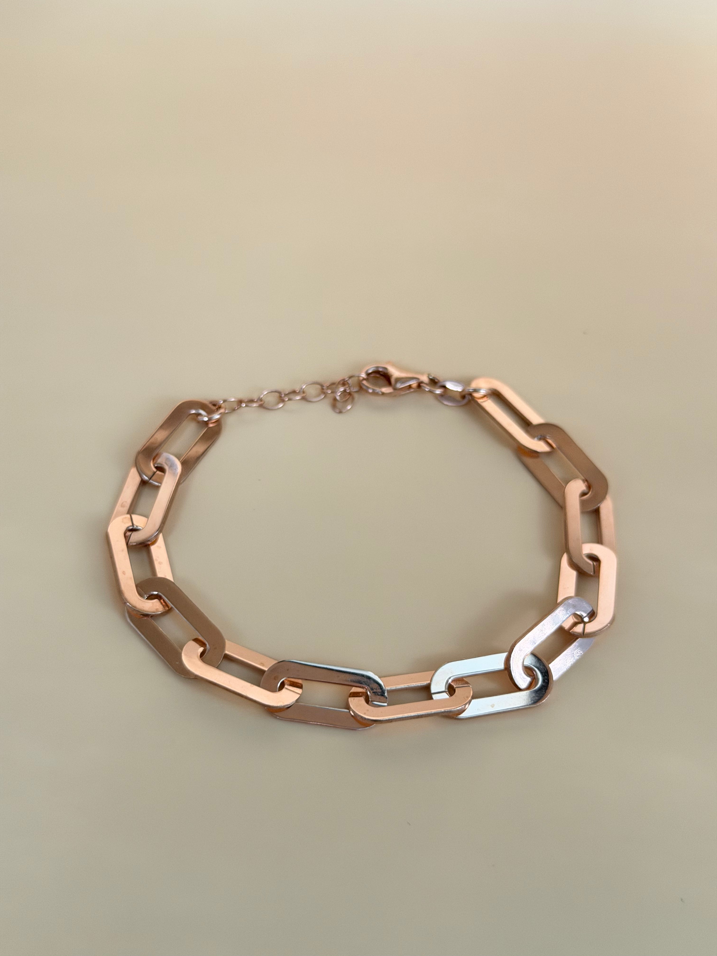 "Arezzo" – Statement Armband aus roséfarbenem Silber