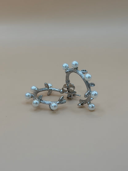 "RAMOSA" Offener Kreis aus 925 Sterling Silber mit Perlen